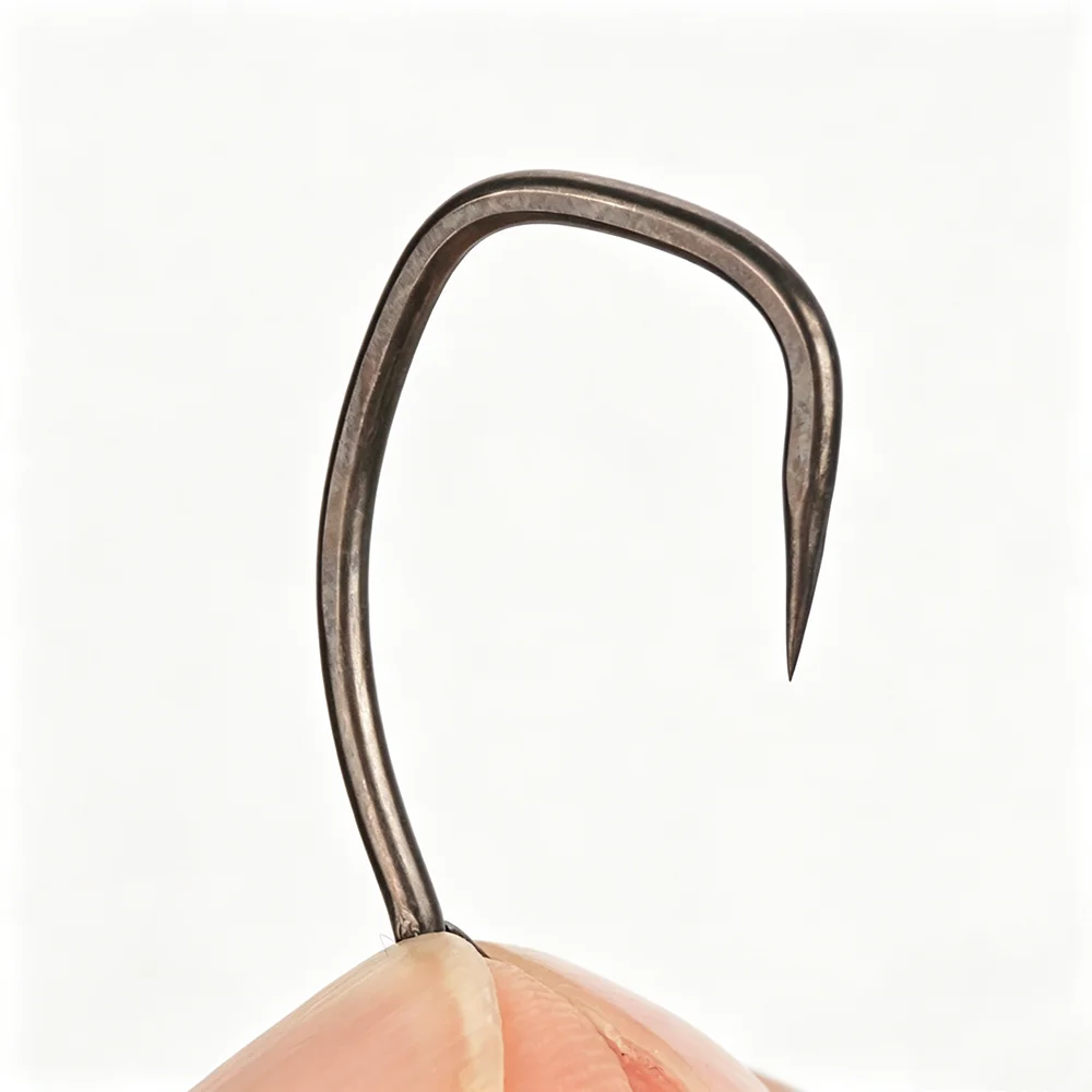 Hirisi 8030 100 Stück PTFE-beschichtete Angelhaken aus Hochkarbon-Edelstahl Rostfrei Scharfe Spitze mit Öse für Angelzubehör – Detail 3