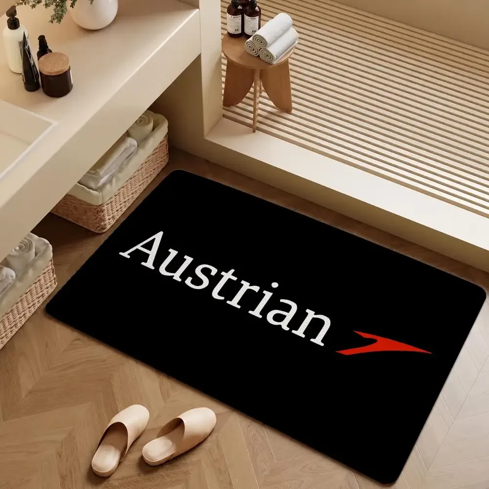 Airline Austrian Airlines Red Chevron Floor Mat Soft Flannel Entrance Doormat Non-Slip Washable Rug For Bedroom Home Decor