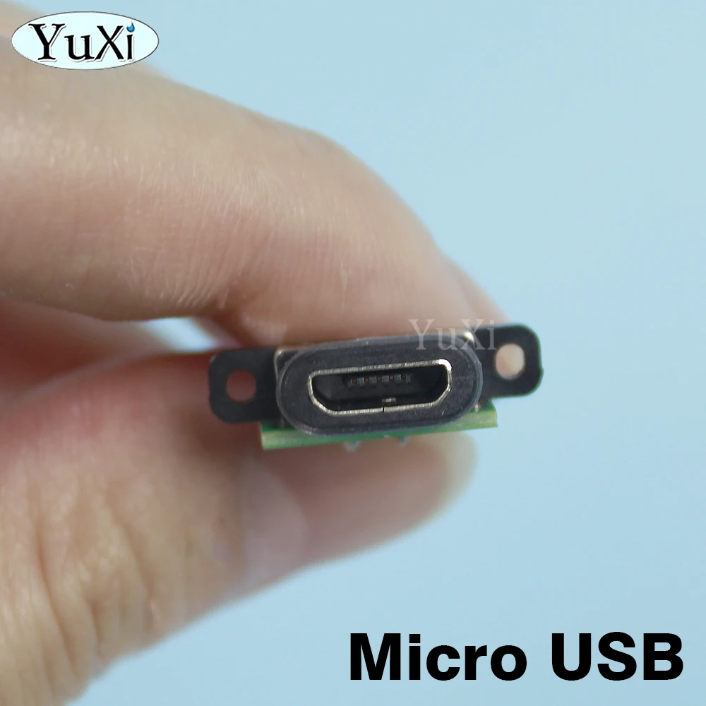 1pc Micro USB 5Pin IPX8 Waterproof Female Socket Connector With Screw Hole 5P Power Charging Port With PCB Board Cable Repair