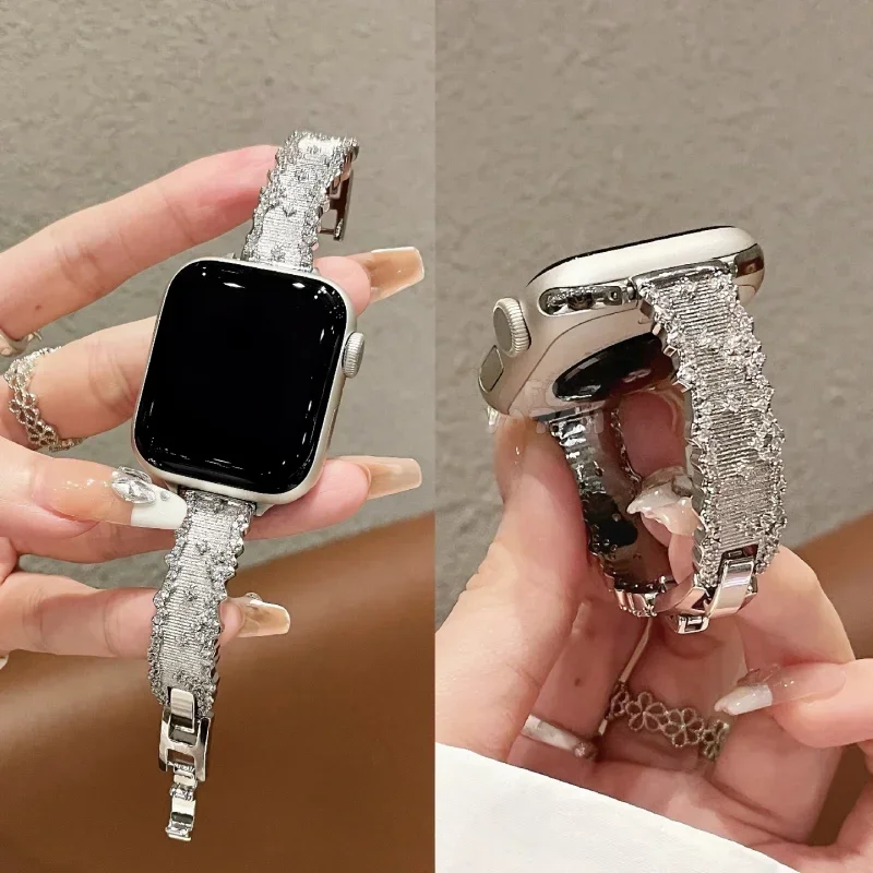 Advanced metal light luxury strap suitable for Apple iWatch strap 38mm 40mm 41mm 42mm 44mm 45mm 49mm fashionable strap