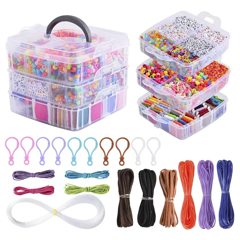 

5000Pcs Beaded Material DIY Earring Bracelet Necklace Material 44 Color Cross Stitch Thread Leather Cord Keychain