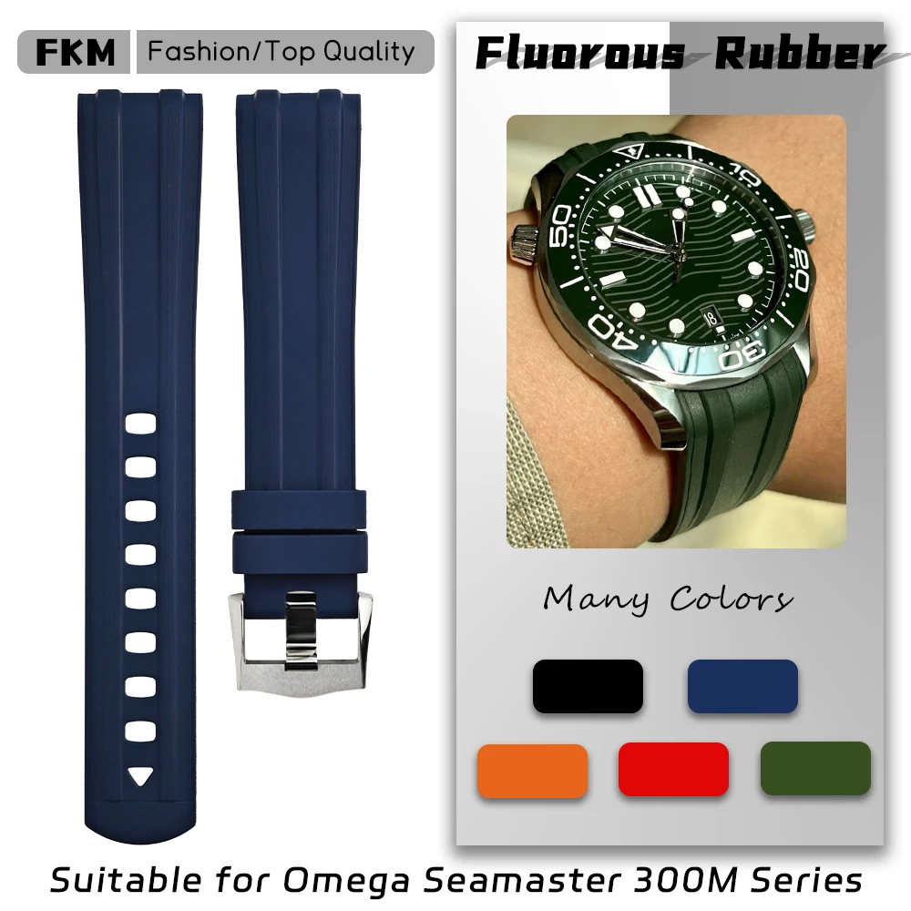 20mm FKM Fluorous Rubber Top Quality Watch Strap for Omega 42mm Seamaster Diver 300M Aqua Terra Speedmaster MoonWatch Watchband