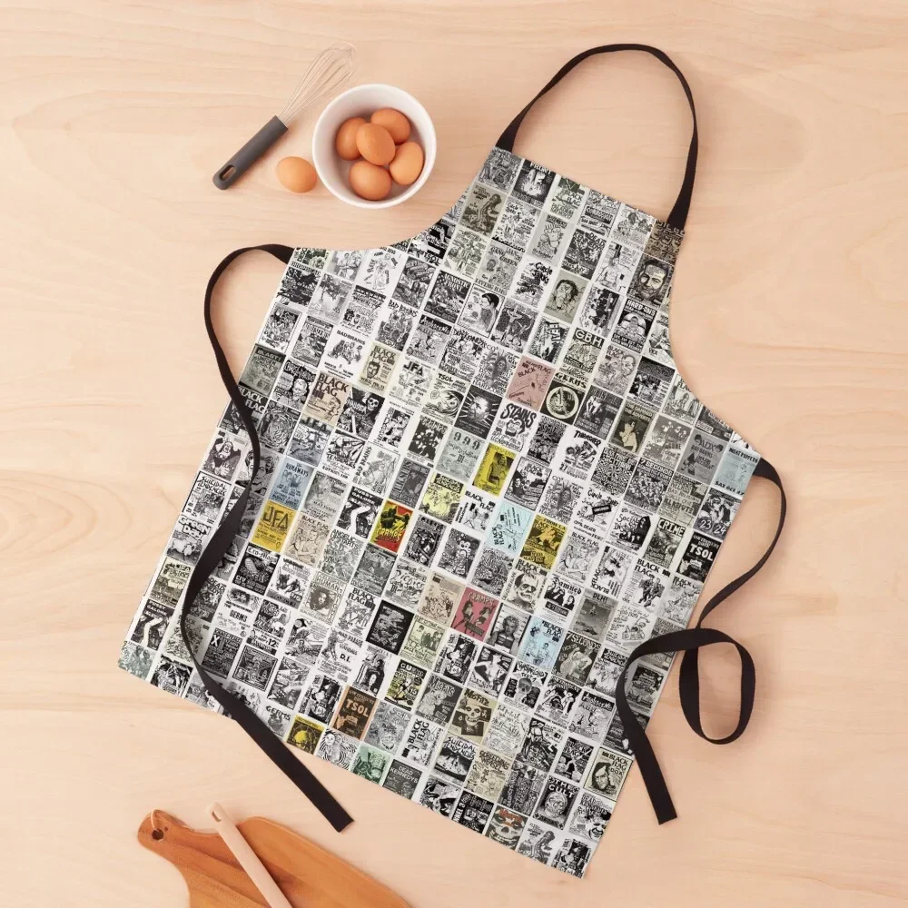 

Vintage Punk Rock Flyers Apron Woman Work Kitchen Novel Kitchen Accessories Apron