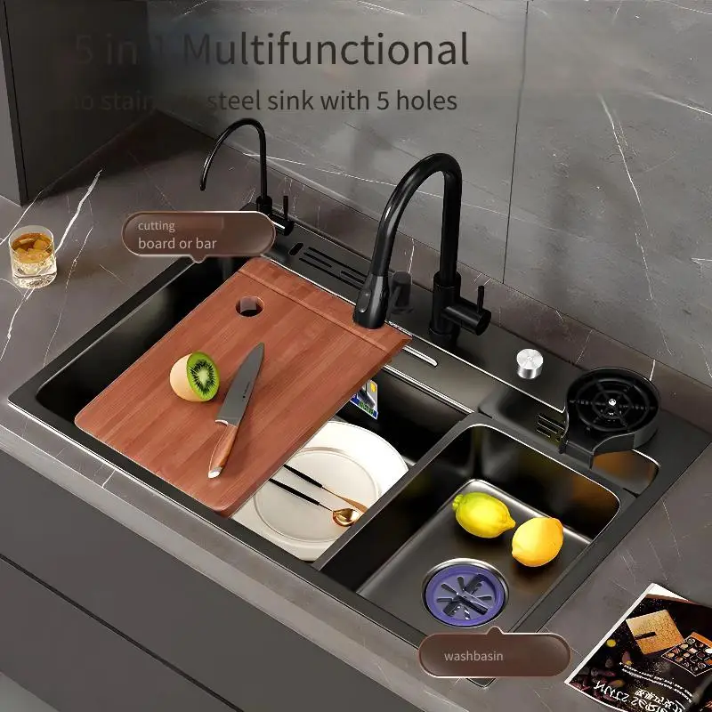 

Нержавеющая сталь водопад Kiten раковина большая одинарная чаша с водопадом смеситель многофункциональный умывальник украшение здания