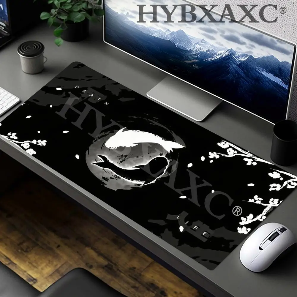 

Коврик для мыши HYBXAXC «Инь-Ян» с рыбой кои и цветами сакуры, большой, в японском стиле, резиновый, для офиса, дома, геймеров, в подарок