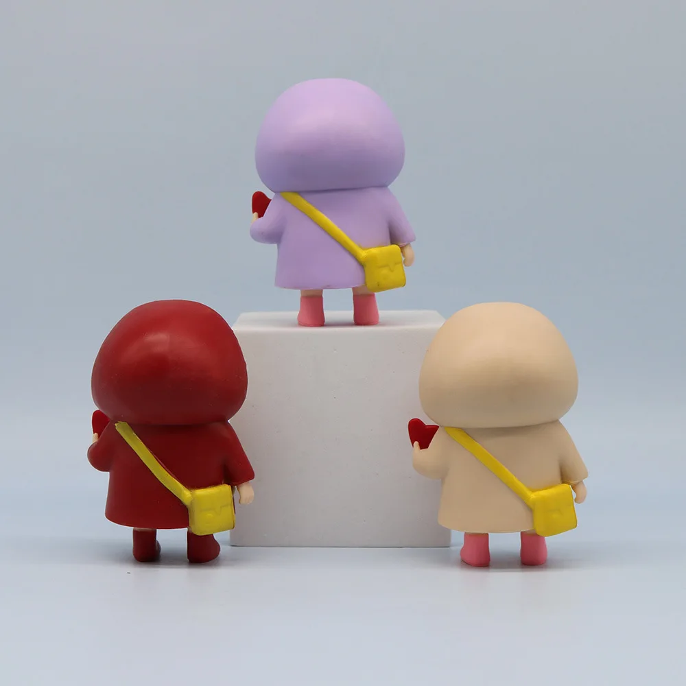 6 teile/satz Anime Crayon Shin-chan Regenmantel version Stehende hut Action Figure PVC Modell Spielzeug puppe Schreibtisch Dekor sammlung Geschenke