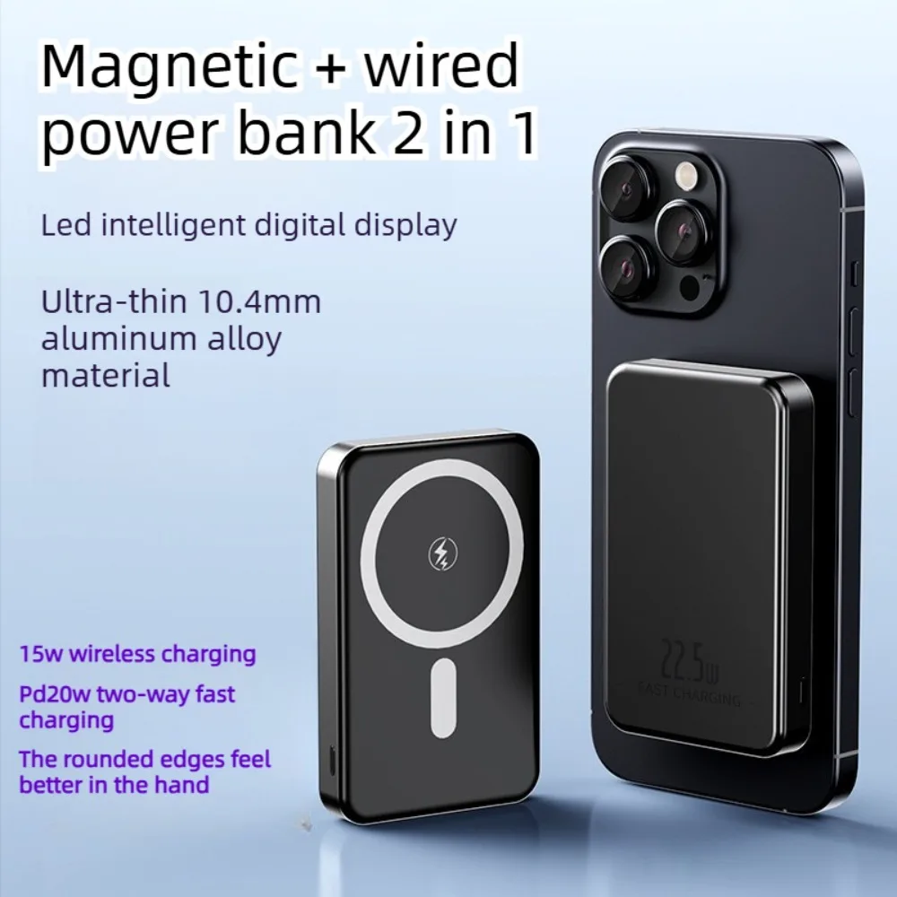 

Ultra Thin 20000mAh Magnetic Wireless Power Bank PD20W Fast Charging External Battery for Mobile Phone