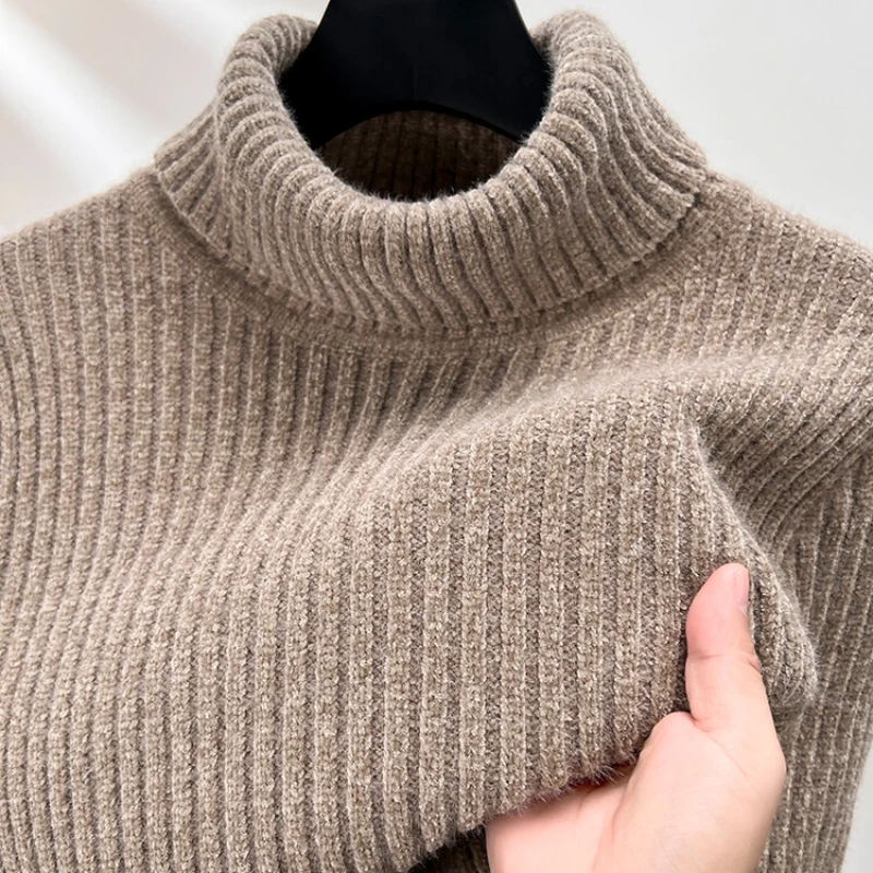 

Men's Thickened Turtleneck Long Sleeve Pullover, Slim Fit Turtleneck Business Casual Fashion Sweater Knitwear Chenille
