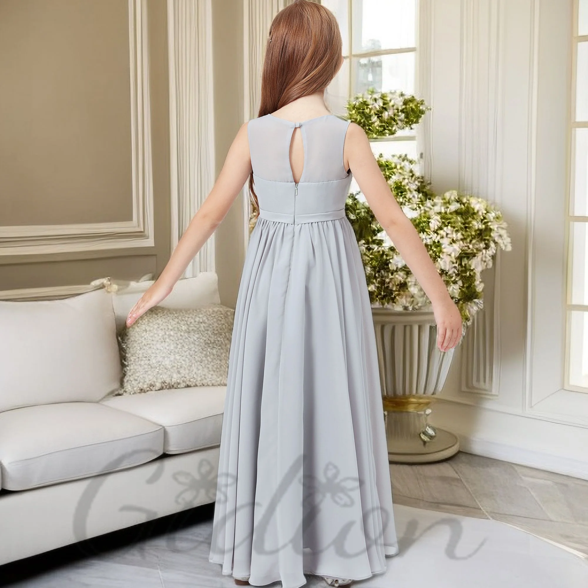 For Children Chiffon Assymetrical Wedding Ball Birthday Evening Party Prom Banquet Any Event Junior Bridesmaid Dress Celebration