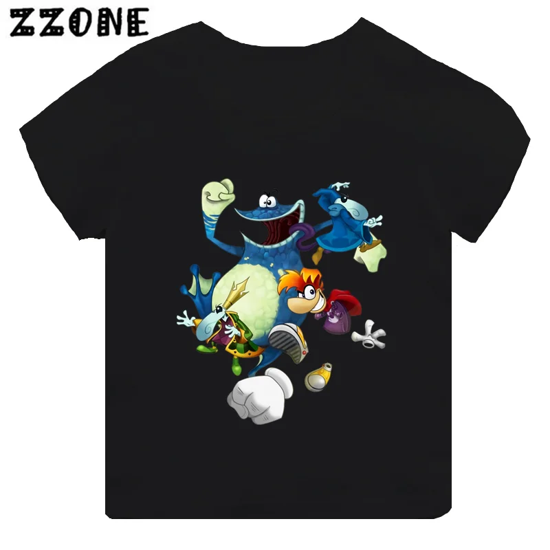 Rayman Legends Adventures Game Print Kids T-shirt Funny Girls Clothes Baby Boys Black Short Sleeve T shirt Children Tops,TH5886