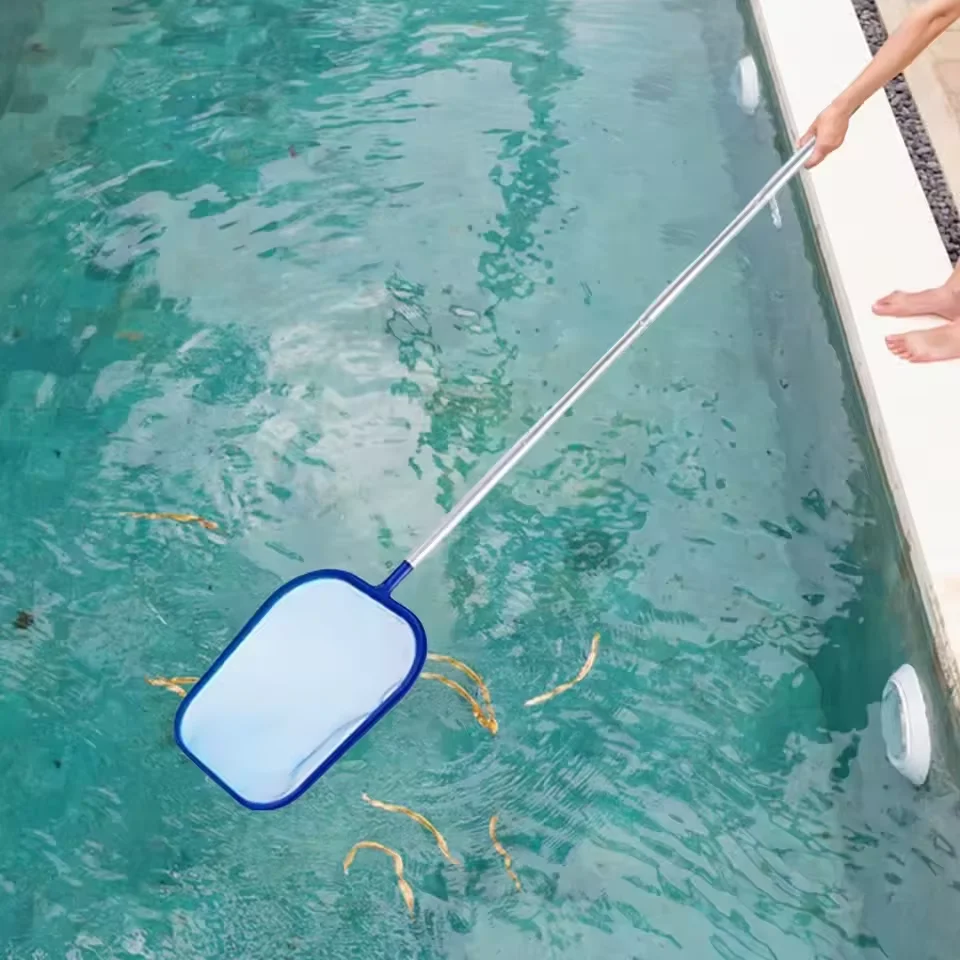 64 Inch Pool Leaf Skimmer Net with 5 Section Aluminum Pole Heavy Duty Cleaning Net for Pools Spas Hot Tubs