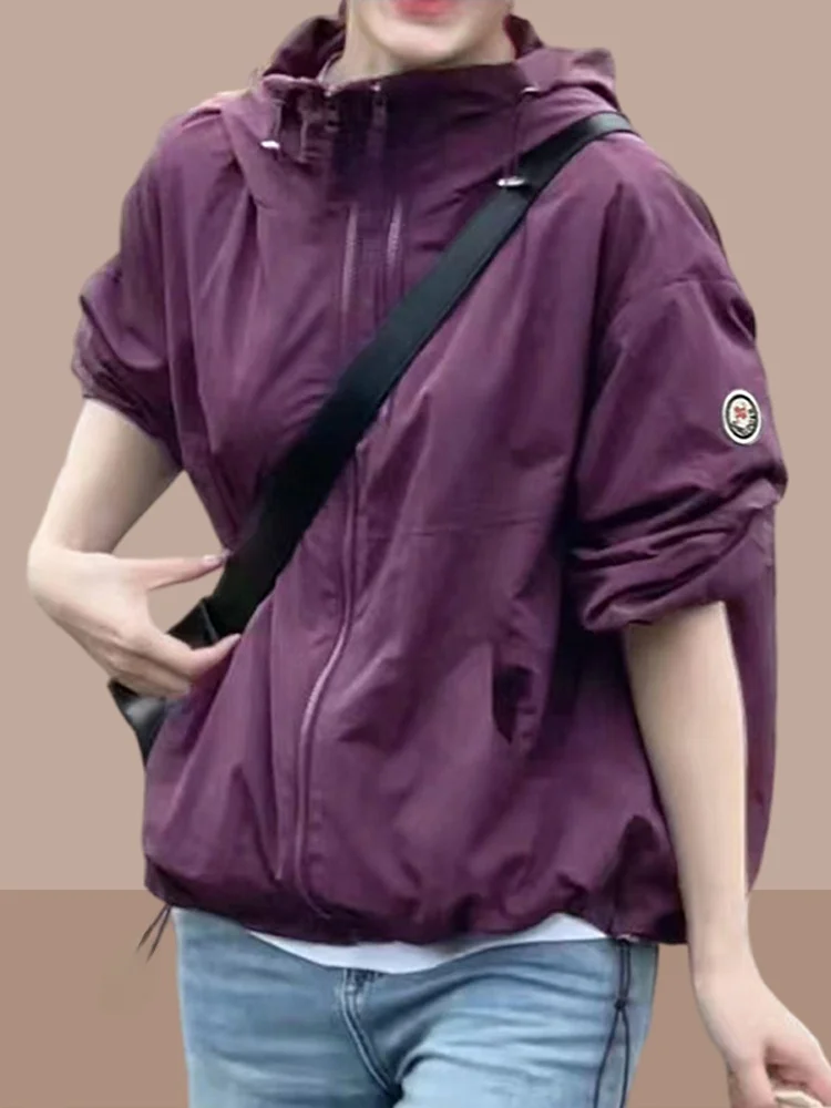 

Summer 2025 Women's Lightweight Outdoor Breathable Sun Protection Jaet Trendy Open Cardigan Long Sve High Collar Zipper