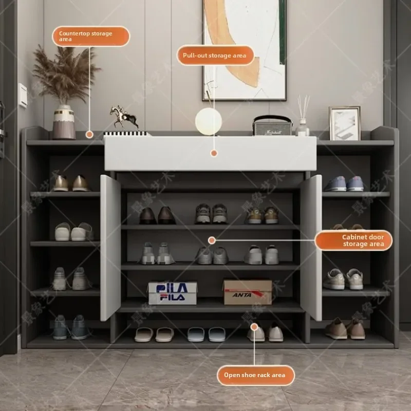 Shoe Cabinet Storage And Storage Integrated Porch Narrow Cabinet Multi-layer Dust-proof Shoe Rack Against The Wall