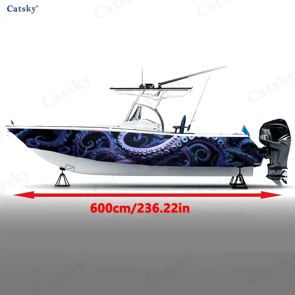 Amethyst Abyss Tentacle Boat Stickers, PVC Waterproof Durable Vinyl Wrap Decals for Fishing Boats, Durable and Stylish Design