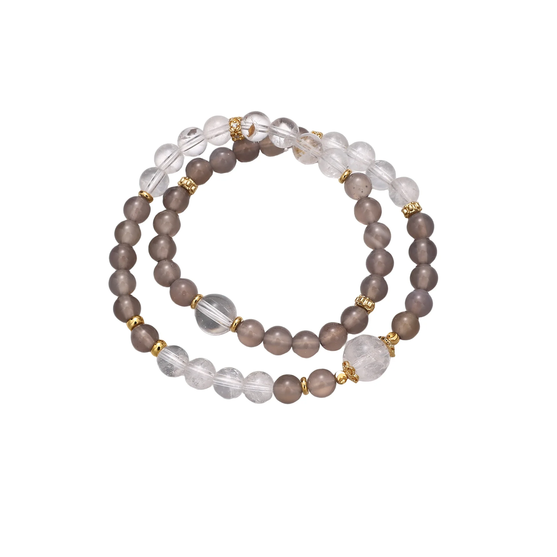 New Chinese Style Sunstone White Crystal Grey Agate Grey Moonstone Bracelet Simple Light Luxury Niche Design Women Gifts