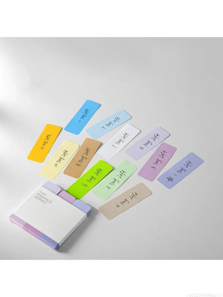 D5BB Rounded Index Note in Blue, Green, Yellow and Long Writable Page Markers for Separating Note and Organizing References by