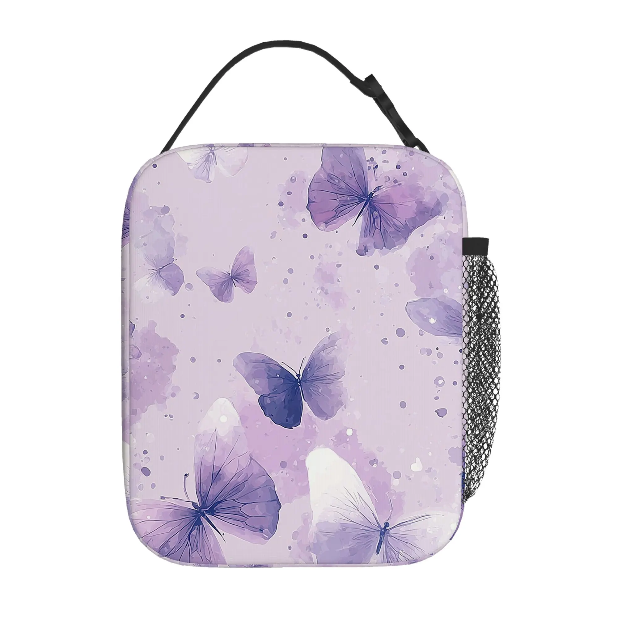 1pc a Thermal Bag Featuring Purple Butterflies on a Lavender Backdrop. This Insulated Bag Is Not Intended for Food Contact And I