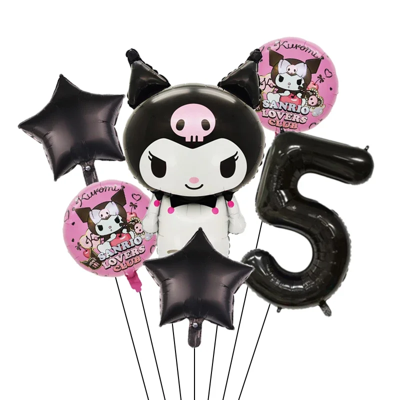 6 stücke Cartoon Sanrio niedlich Kuromi meine Melodie Cinna moroll Folie Ballon 32 Zoll Nummer Set Kinder geburtstags feier dekorative Spielzeuge