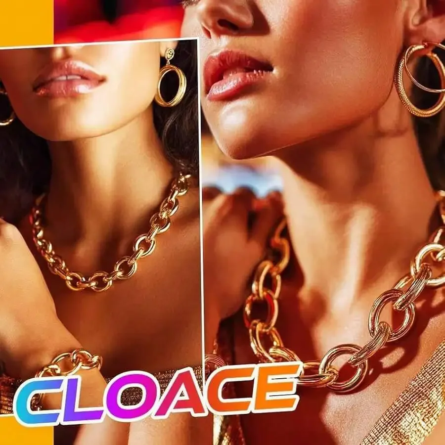 

Chunky Cuban Chain Choker Necklace Punk Vintage Short Thick Chain For Women