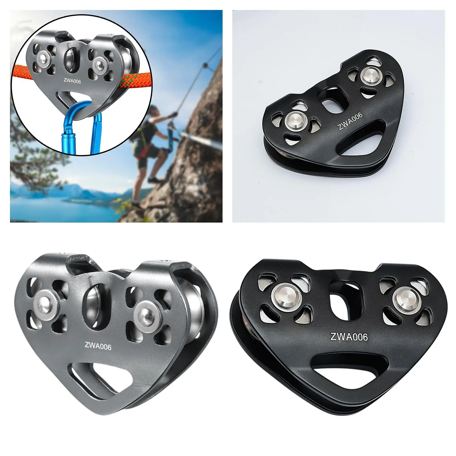 

Zip Line Pulley Hauling Pulley Wheel Versatile Rope Rigging Block Climbing Cable Pulley Hitch Pulley for Rock Climbing Sports