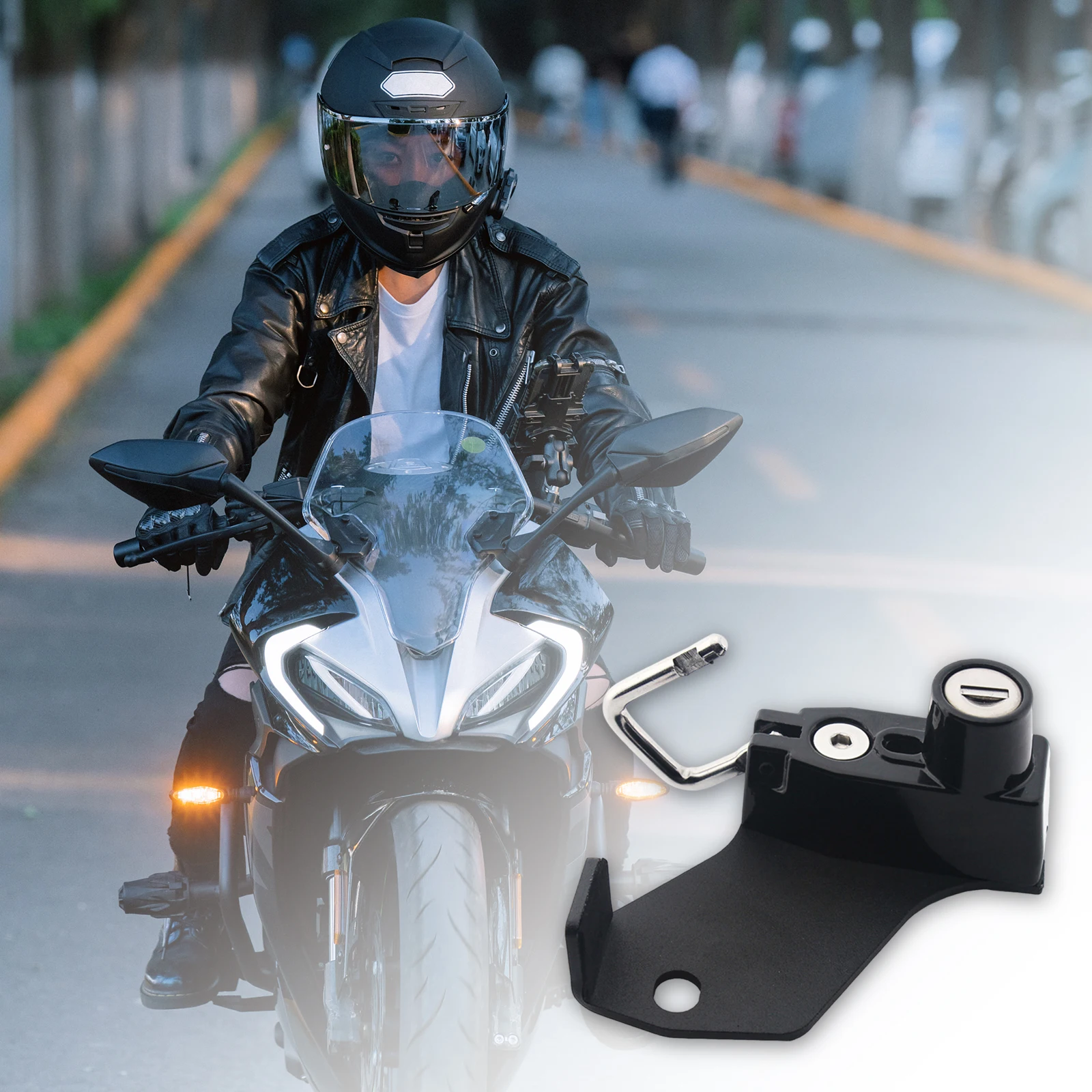 

Motorcycle Helmet Lock Kit Rust-Proof Motorbike Helmets Safety Locks Universal Tamper-Proof Locking for VN650 Vulcan S 650