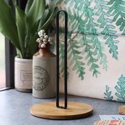 Nordic-Style Bamboo Base Paper Towel Holder - Free-Standing Vertical Storage Rack, Countertop Mounting
