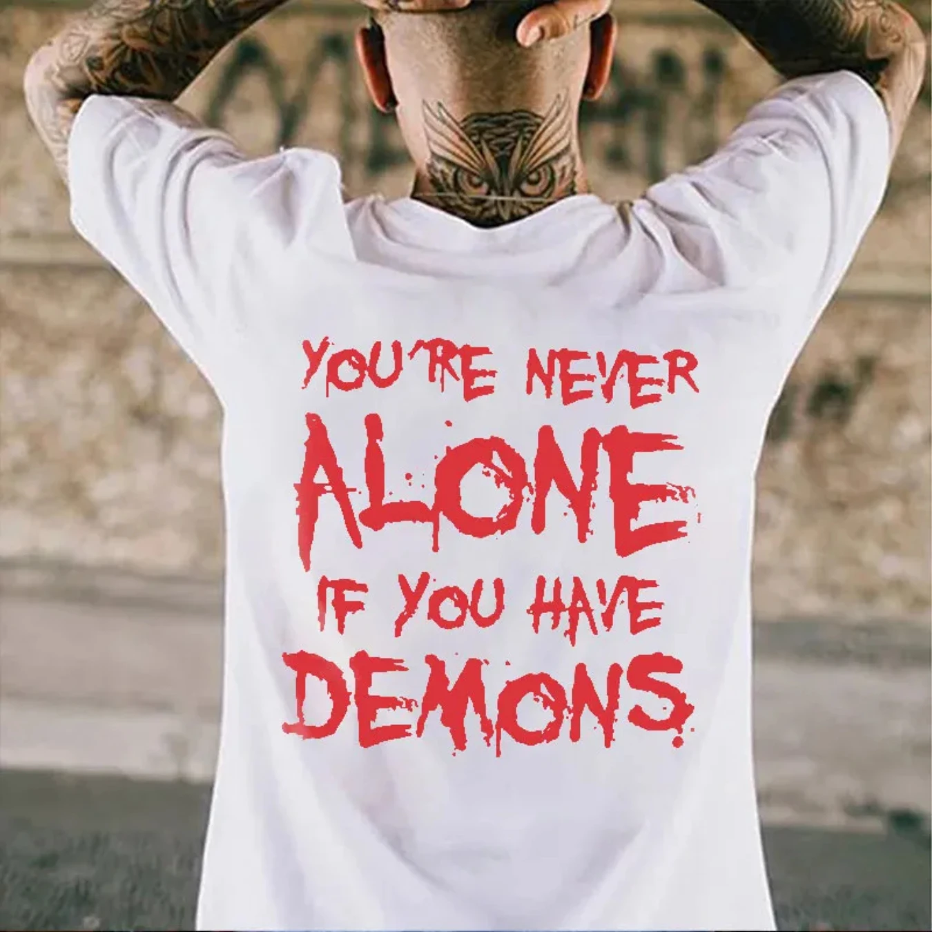 Even If You Have A Demon Inside You You'll Never Be Alone. Black Printed T-shirt Gothic Sweatshirt  Hoodie Y2K Summer Oversized