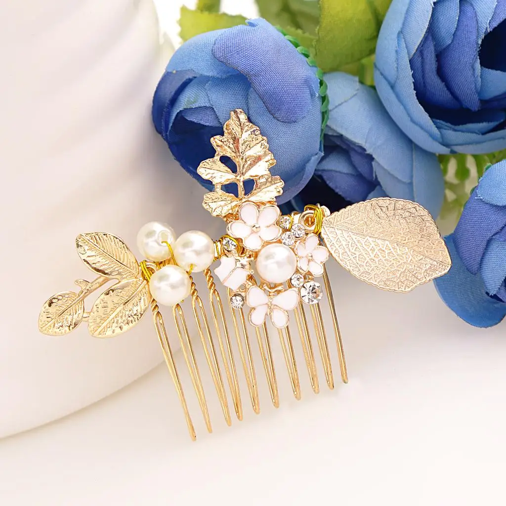 

Wedding Pearl Rhinestone Flower Floral Hair Comb Bridal Hair Decor