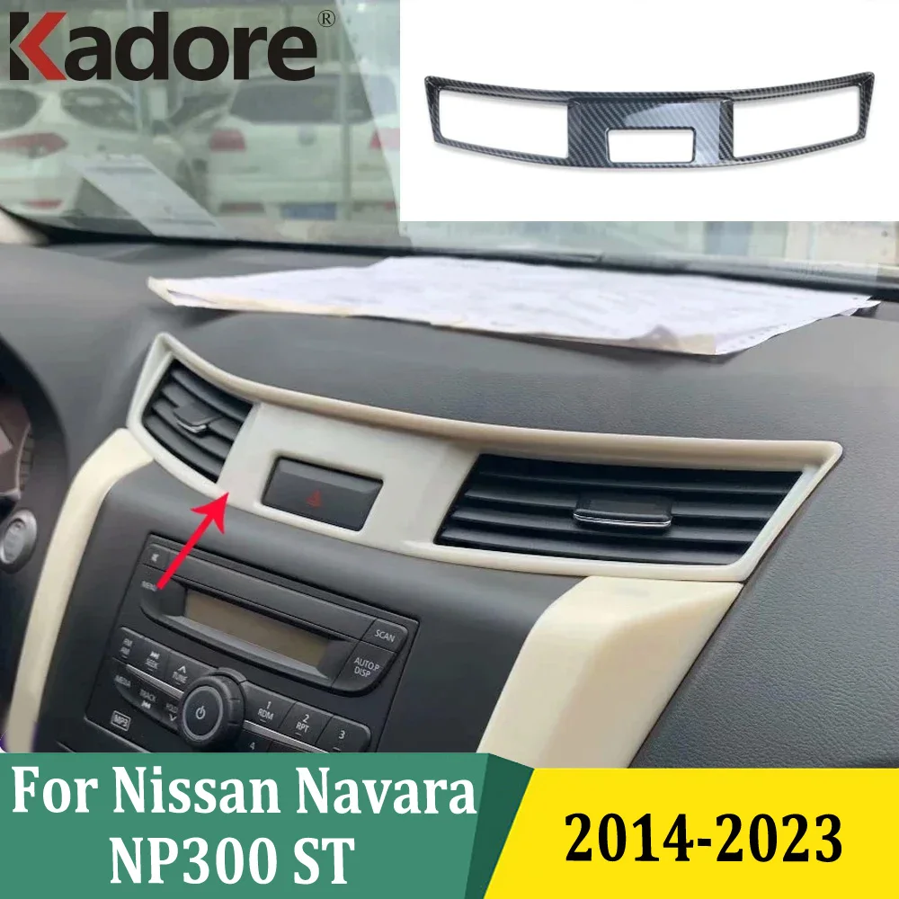 

For Nissan Navara NP300 ST 2014-2021 2022 2023 Car Interior Accessories Front Center Air Outlet Vent Cover Trim Carbon Fiber