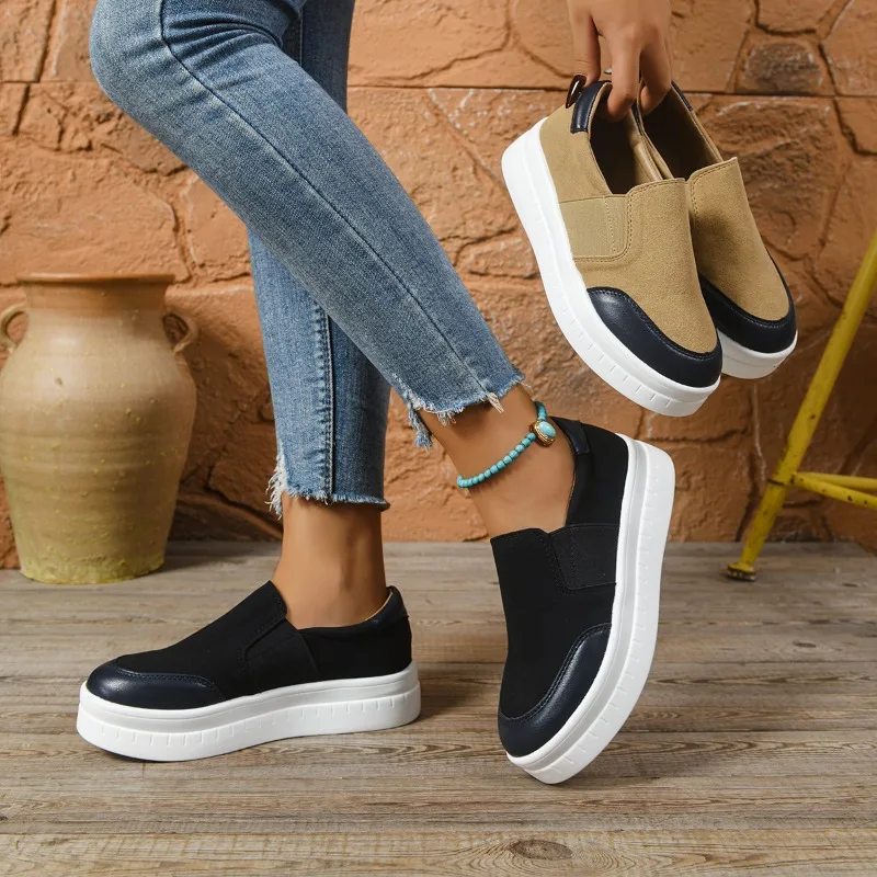 

2025 NEW Women Spring Leisure Sneakers New Womens Lazy Footwear Lightweight Thick Sole Platform Women Shoes