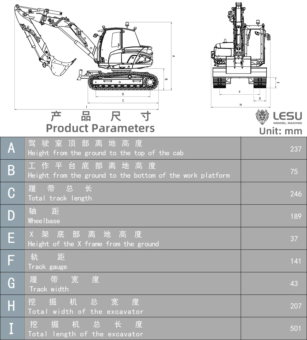 

Metal LESU 1/14 RC Hydraulic Excavator AOUE 15MC Remote Control Digger Model 9 Ways Reversing Valves Dual Pumps Blushless Motor