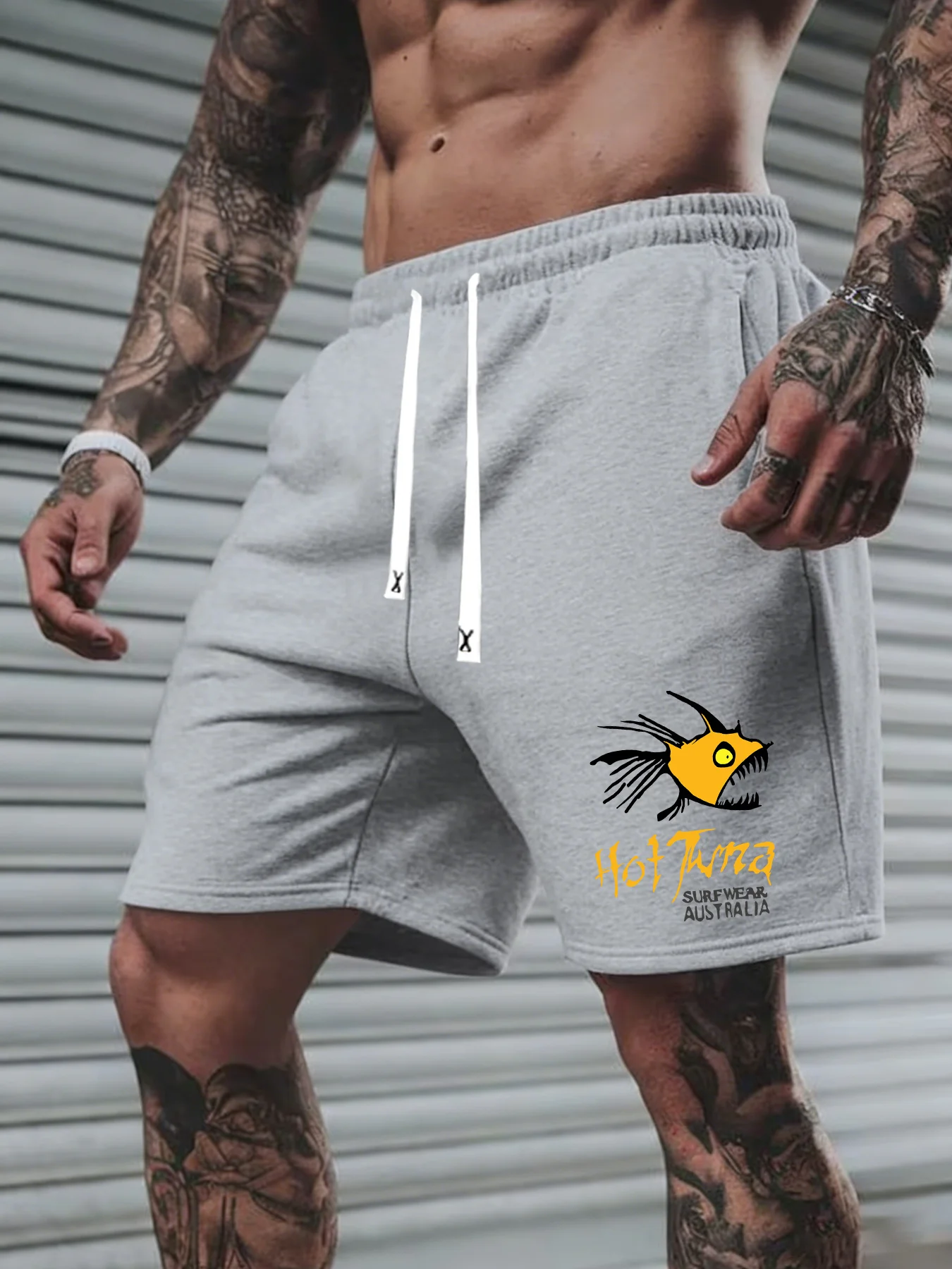 

Мужские летние модные спортивные шорты, повседневные шорты для фитнеса с принтом рыб, универсальные летние шорты для пляжа