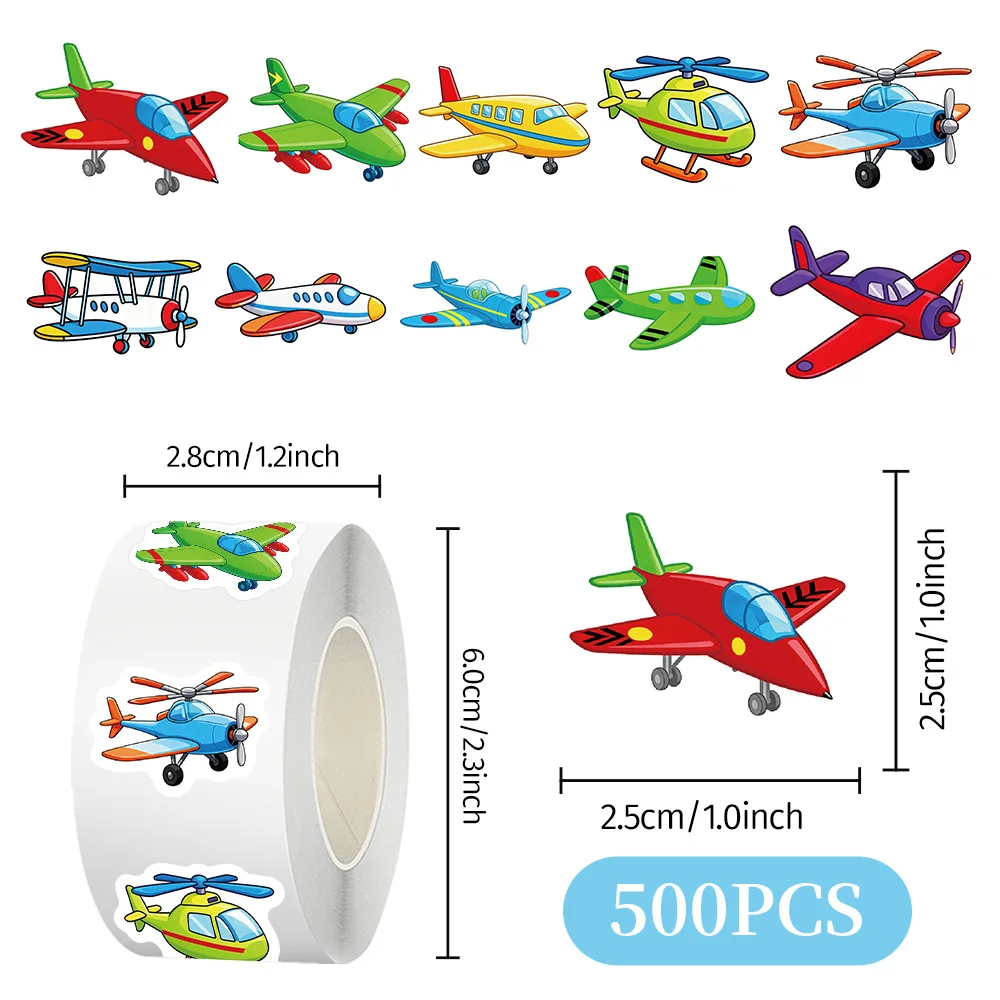 

500pcs/Roll Cartoon Airplane Graffiti Sticker Funny Creative Decoration Scrapbook Scooter Diary Waterproof Graffiti Decal Toy