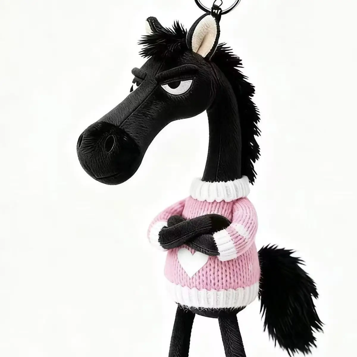 Ciondolo portachiavi cavallo cartone animato squisito stile fantasy artigianale pony bambola di peluche con sciarpa simulazione spogliatoio pony giocattolo regalo
