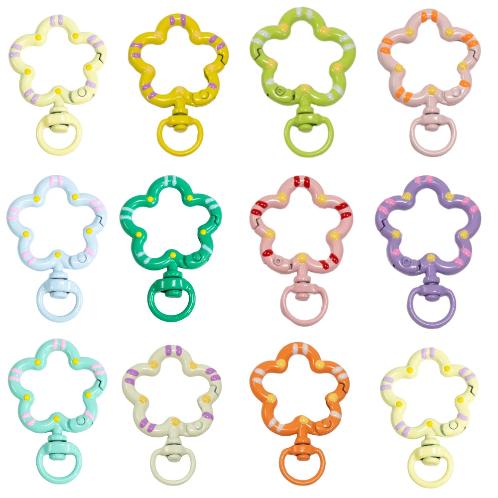 5pcs Flower Metal Lobster Claw Clasps Swivel Lanyards Trigger Snap Hooks Strap Connector for Bag Key Chains Rings Jewelry Making