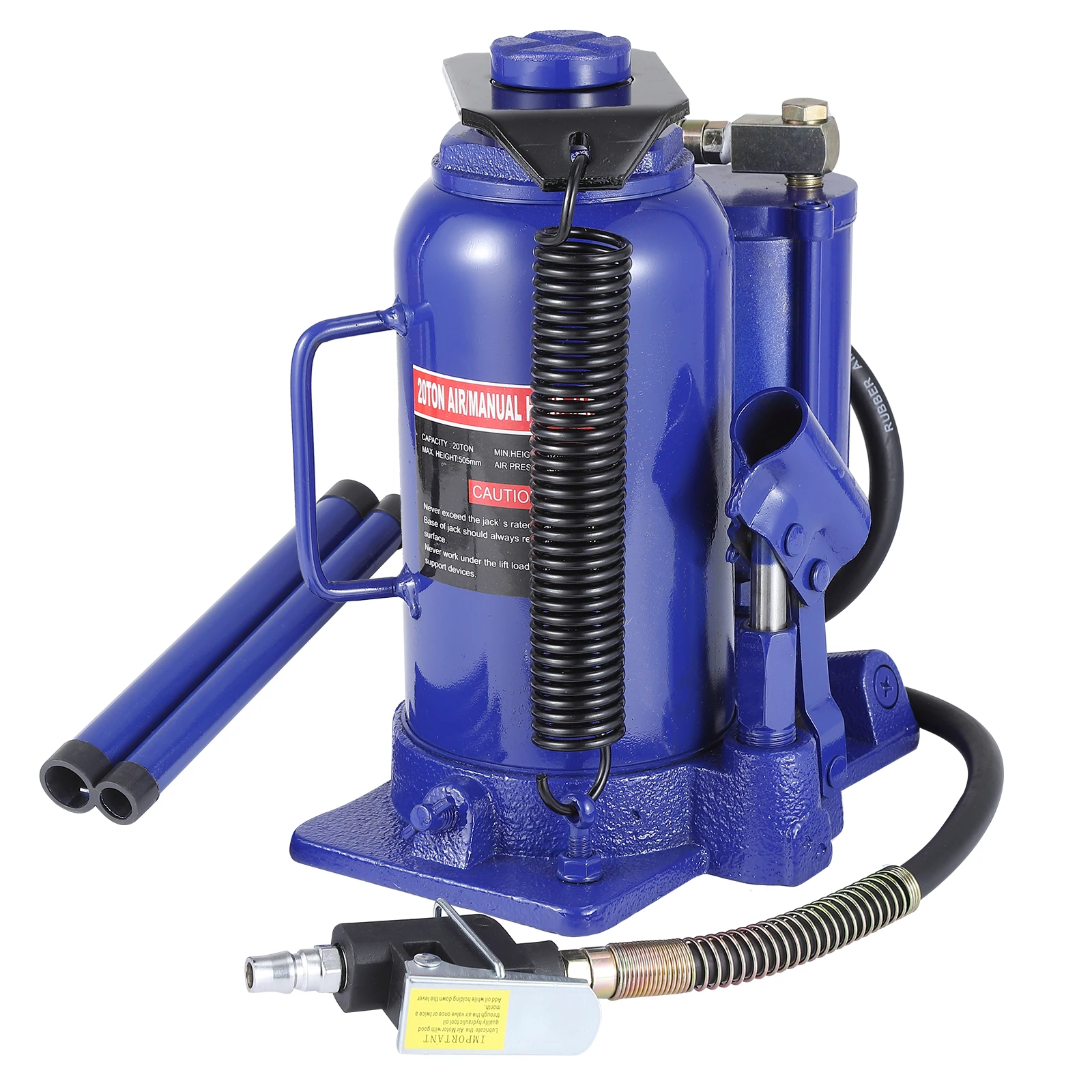Heavy Duty 5 Ton & 20 Ton Air Hydraulic Bottle Jack - Pneumatic & Manual Hand Pump - High Lifting Range 10.24"-20.08" - For Automotive, Truck, SUV, RV, Trailer, Garage, House Lifting