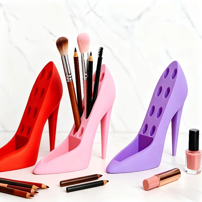 High Heel Cosmetic Storage Decorative Storage Organizer Fashion Beauty Organizer Decorative Shoe Rack Lip Liner Makeup Brushes