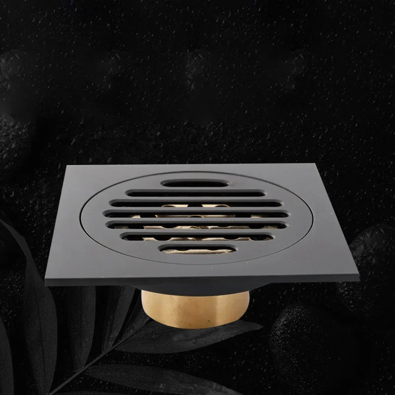 

10X10cm square black all copper deodorization filter cover floor drain shower floor drain bathroom hardware accessories