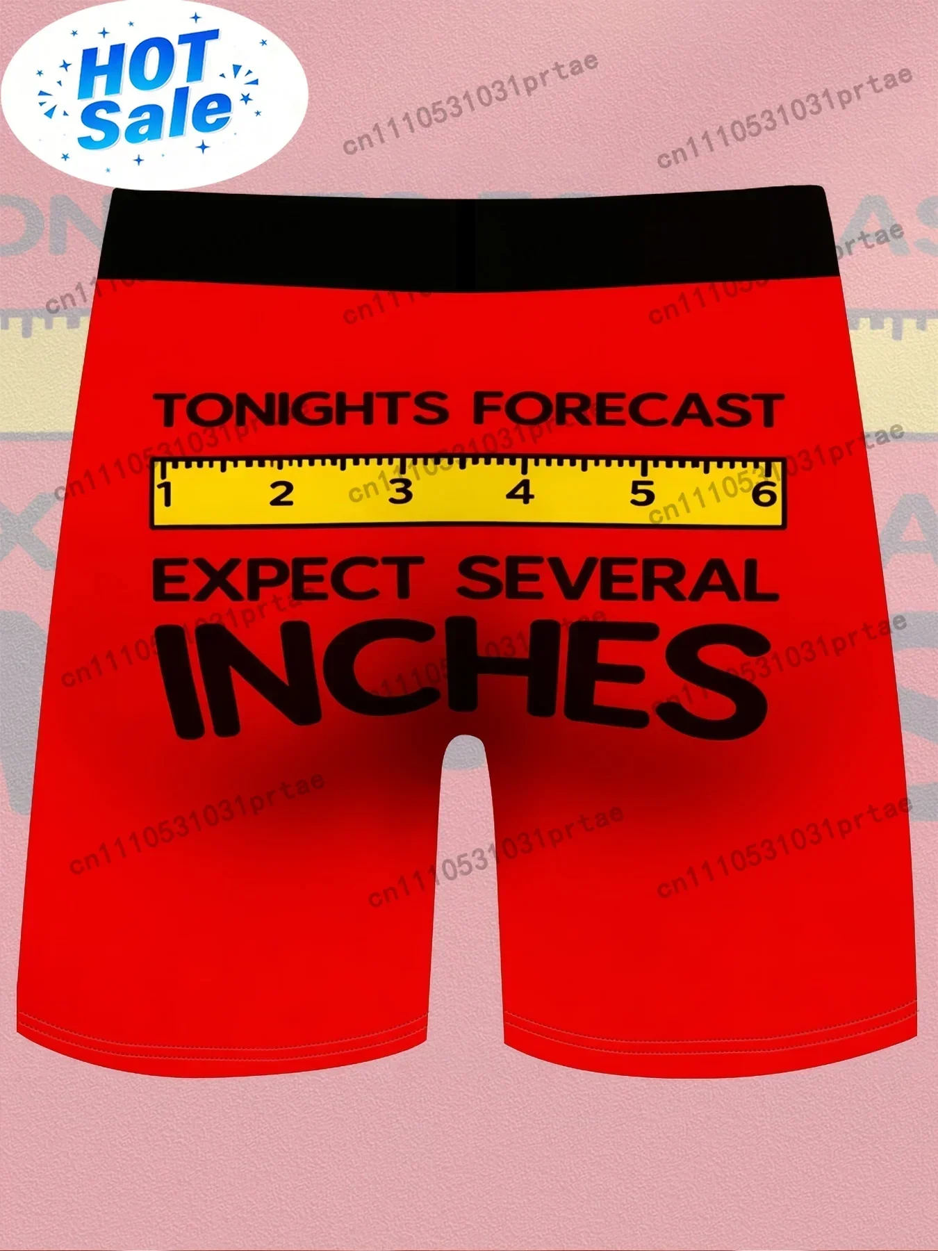 Novelty Tape Measure Underwear Men's Novelty Tape Measure Underwear with Belt Loop Ruler High Elasticity Comfortable Fit bLACK