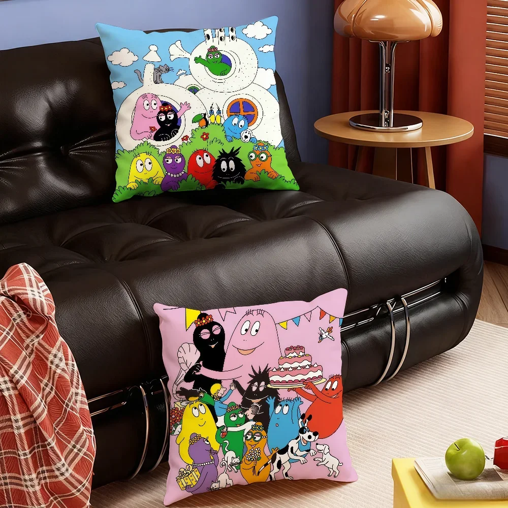Cartoon B-Barbapapa-S cushion cover Soft Smooth Hidden Zipper Washable Decorative Couch Office Housewarming Gift