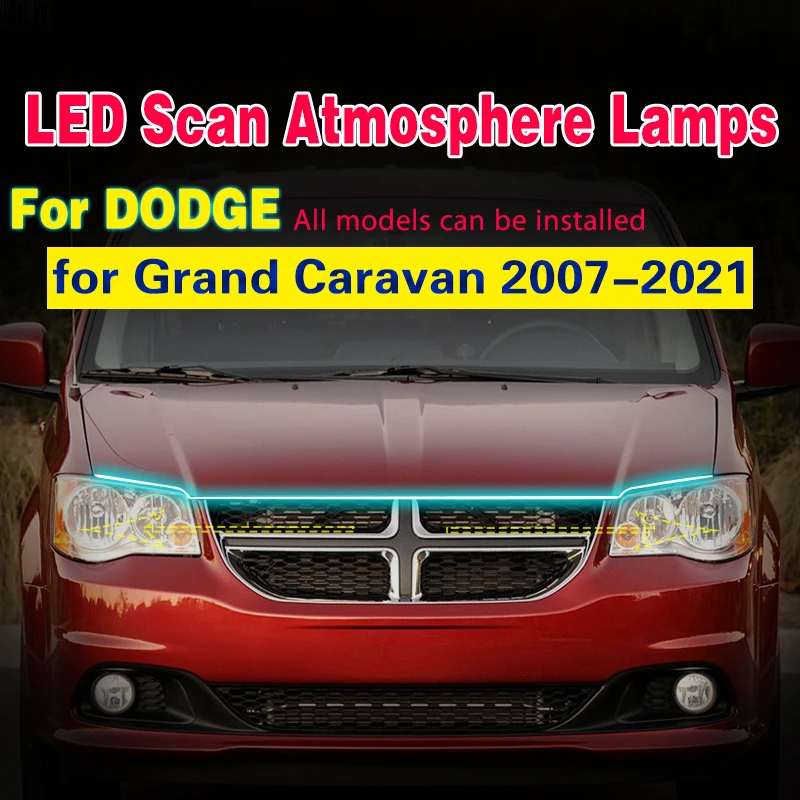 

For Dodge Grand Caravan 2007-2021 Daytime Running Light Fog Lamp Light Strip Car DRL LED Scan Starting Decorative Ambient Lamp