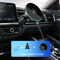 Cargador Inalámbrico Magnético para Auto de Carga Rápida de 30W, Soporte para Teléfono con Luz LED para iPhone 12, 13, 14, 15, 16, 17, Pro Max