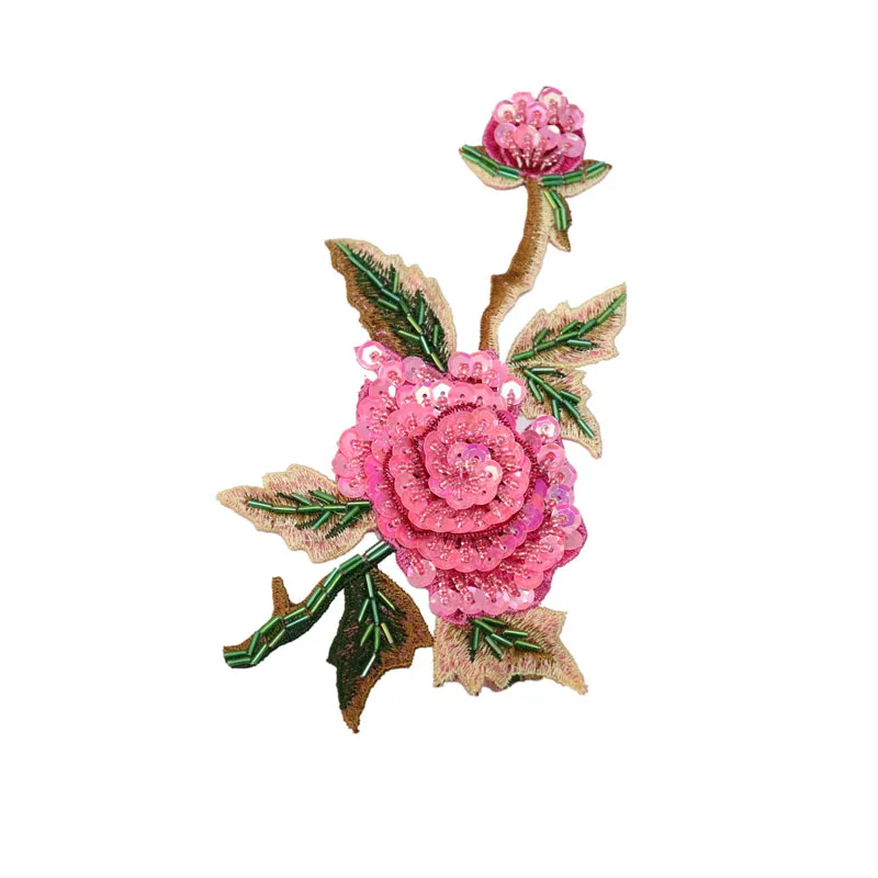 Hand-Nailed Beads Large Embroidery Flower Patch For Clothing Shoes And Hats DIY Accessories Decorative Hole Patch Applique