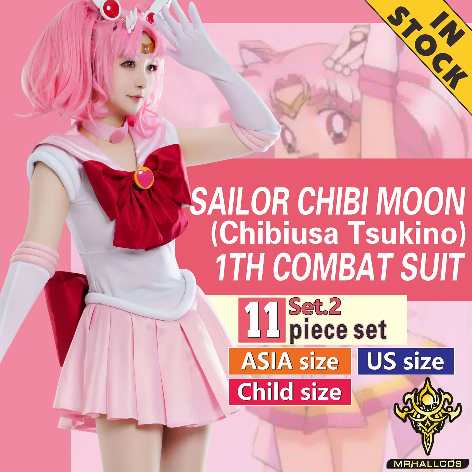 MRHALLCOS Amine Cosplay Sailor Chibi Moon Chibiusa Tsukino Crystal dress stroje kostium impreza z okazji Halloween Kid dziecko dorosłych kobiet