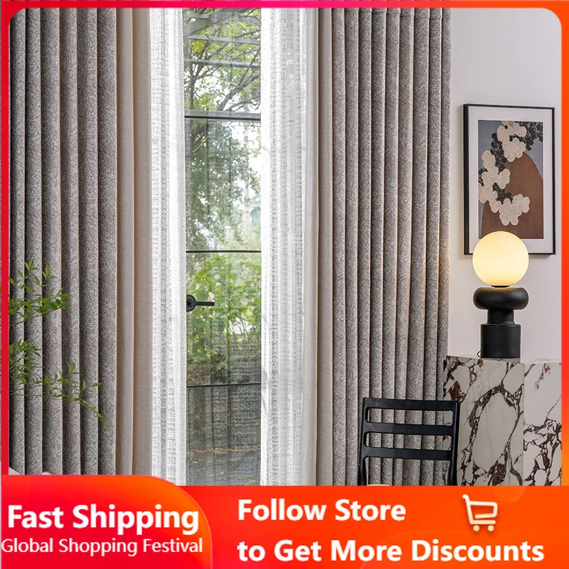 Custom Size Chenille Curtains American Retro Jacquard Curtains Living Room Balcony Full Blackout Curtains Bedroom Window Decor