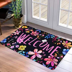 Colorful Flowers Welcome Entrance Doormat Home Decor Kitchen Hallway Balcony Rugs Bathroom Non-slip Floor Mat Home Decor
