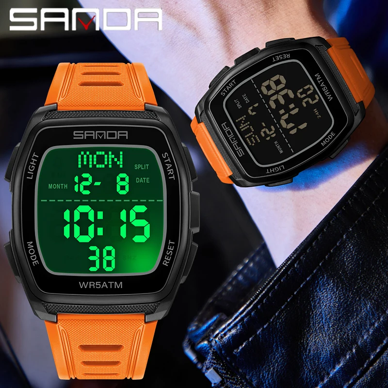 SANDA New Man Electronic Watch Multifunction Military Outdoor Sports Luminous Waterproof Clock Fashion Casual Men Wristwatch