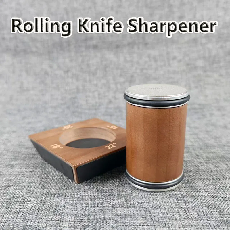 

Magnetic Rolling Sharpeners 15/18/20/22° Four-Angle Knife Sharpener Diamond Grinder Kit with Wood Base for Woodwork