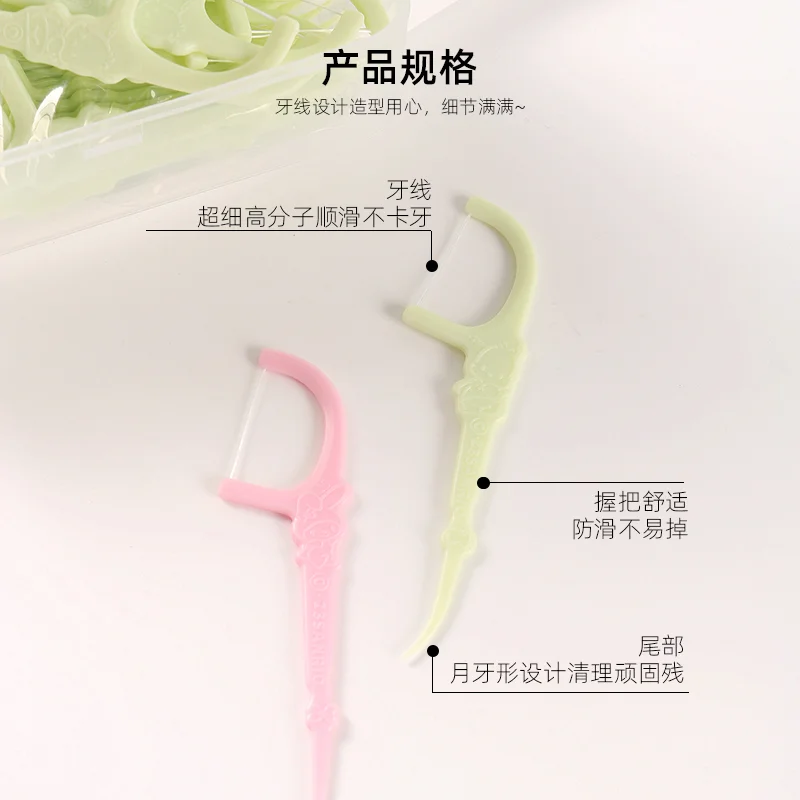 New Sanrio Hello Kitty Floss Picks Portable Dental Floss Kit in Box Cute Strong Floss with 50pcs for Travel Girls Students Gift view 4
