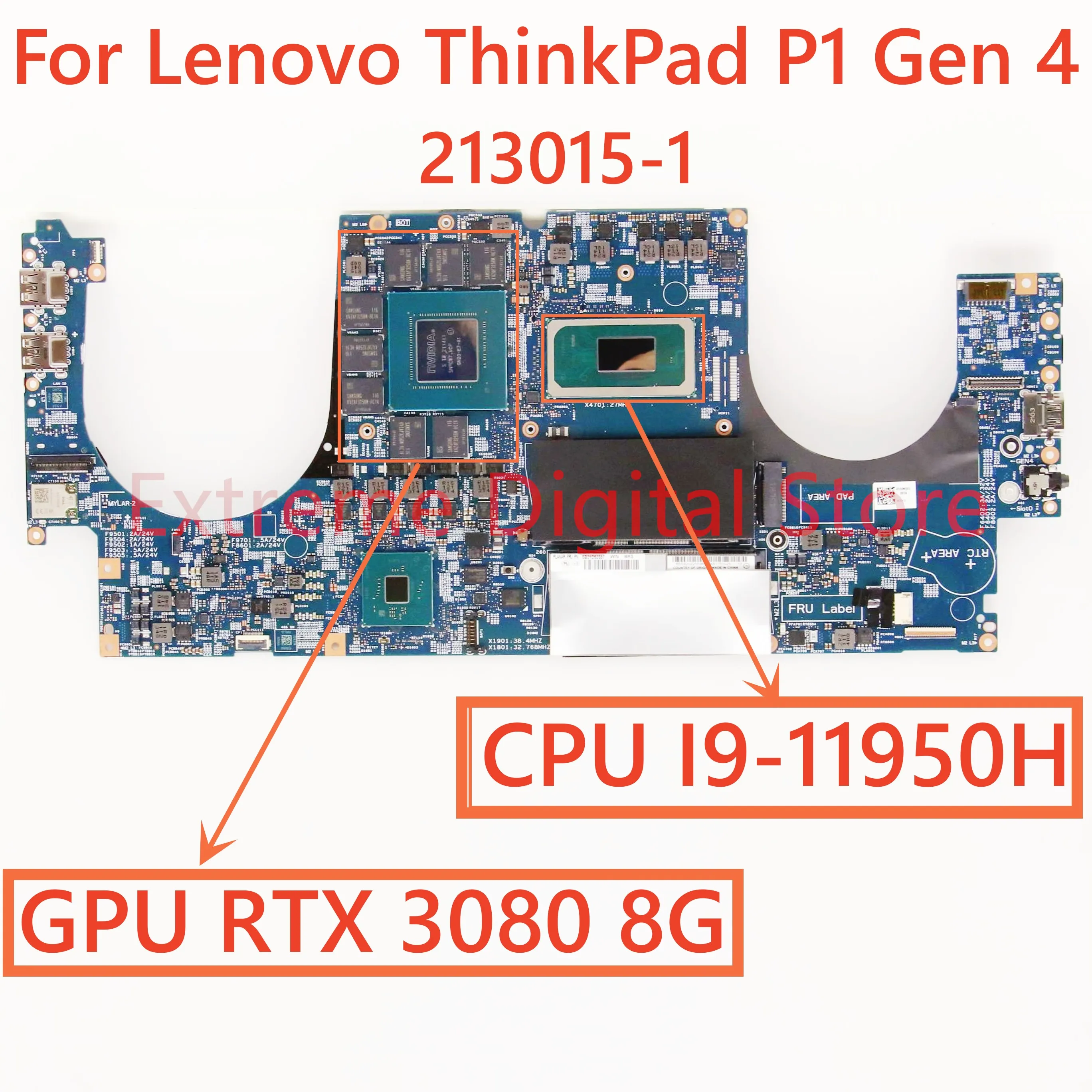 For Lenovo ThinkPad P1 Gen 4 laptop motherboard 213015-1 with CPU: I9-11950H GPU:RTX 3080 8G 100% Tested Fully Work